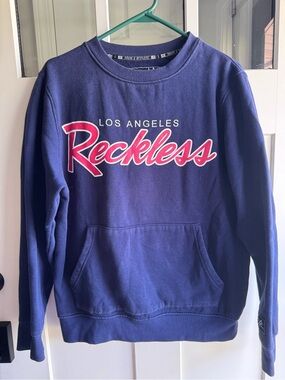 Young & Reckless Navy Crewneck with Pink Script Logo